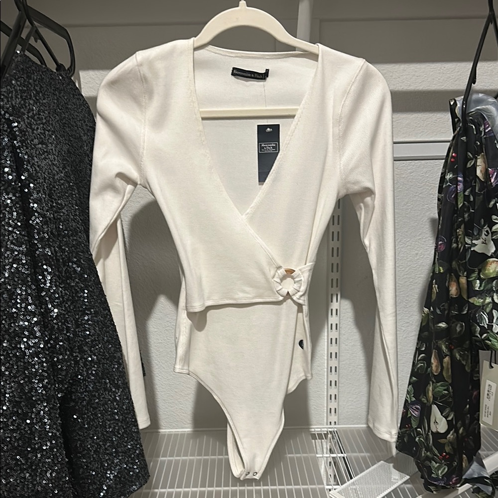 White Wrap Bodysuit by Express